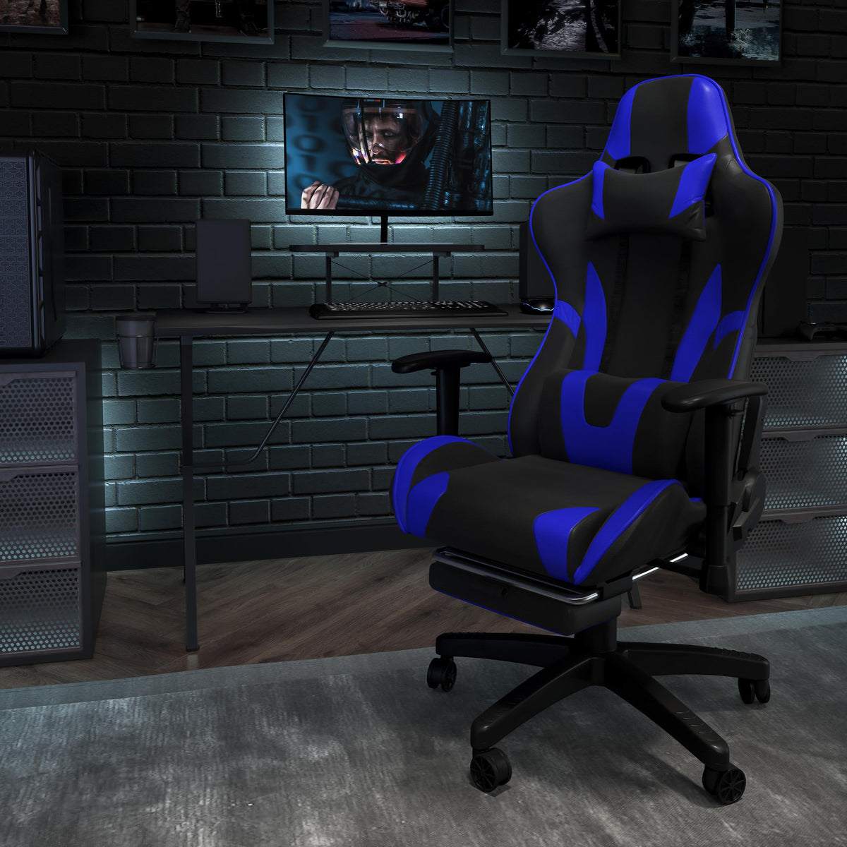 Flash Furniture Racing Gaming Ergonomic Chair with Fully Reclining Back in Red LeatherSoft