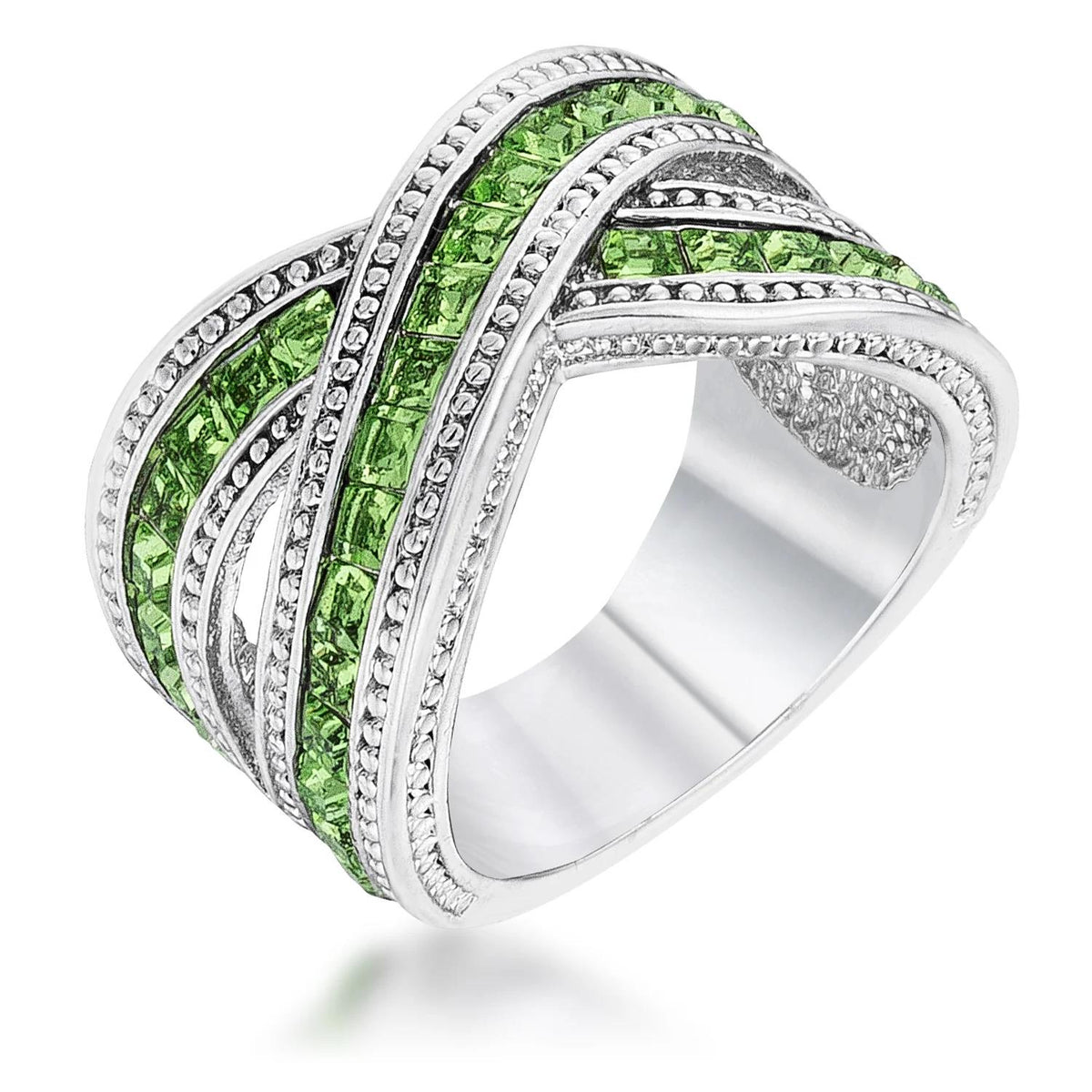 Completely Bella Criss-Crossing Green Statement Ring(9)