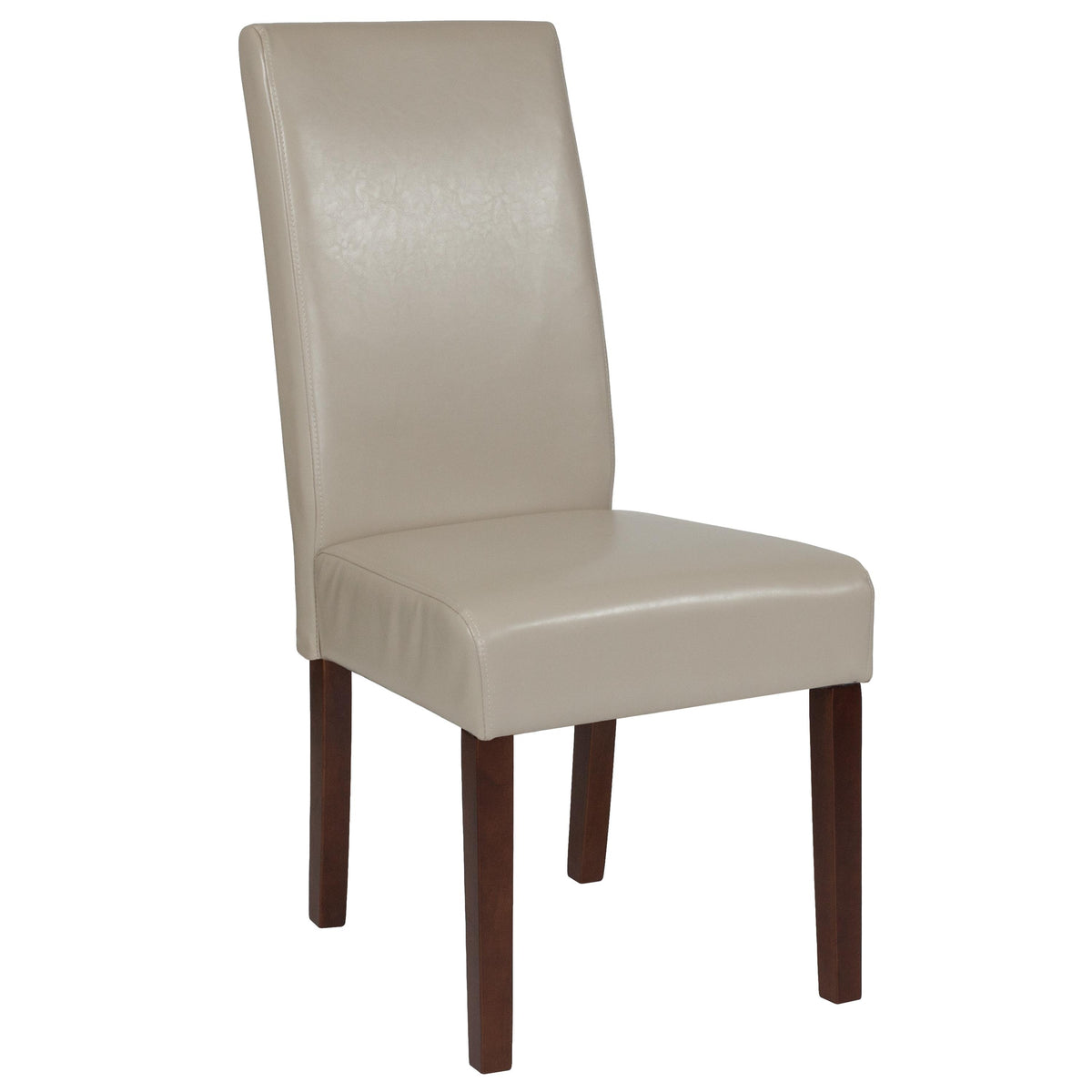 Flash Furniture Black LeatherSoft Upholstered Parsons Chair w/Panel Stitching &Mahogany Legs