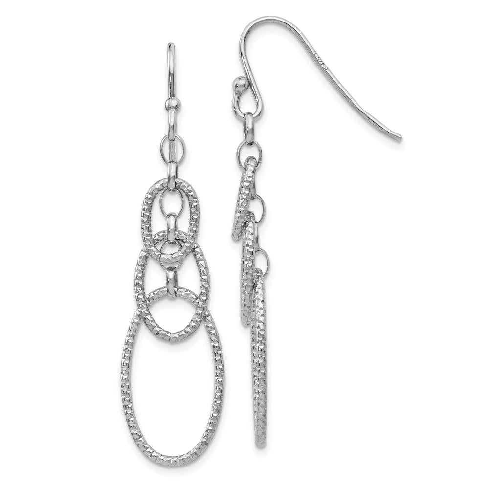 Distinctive Sterling Silver Textured Dangle Shepherd Hook Earrings