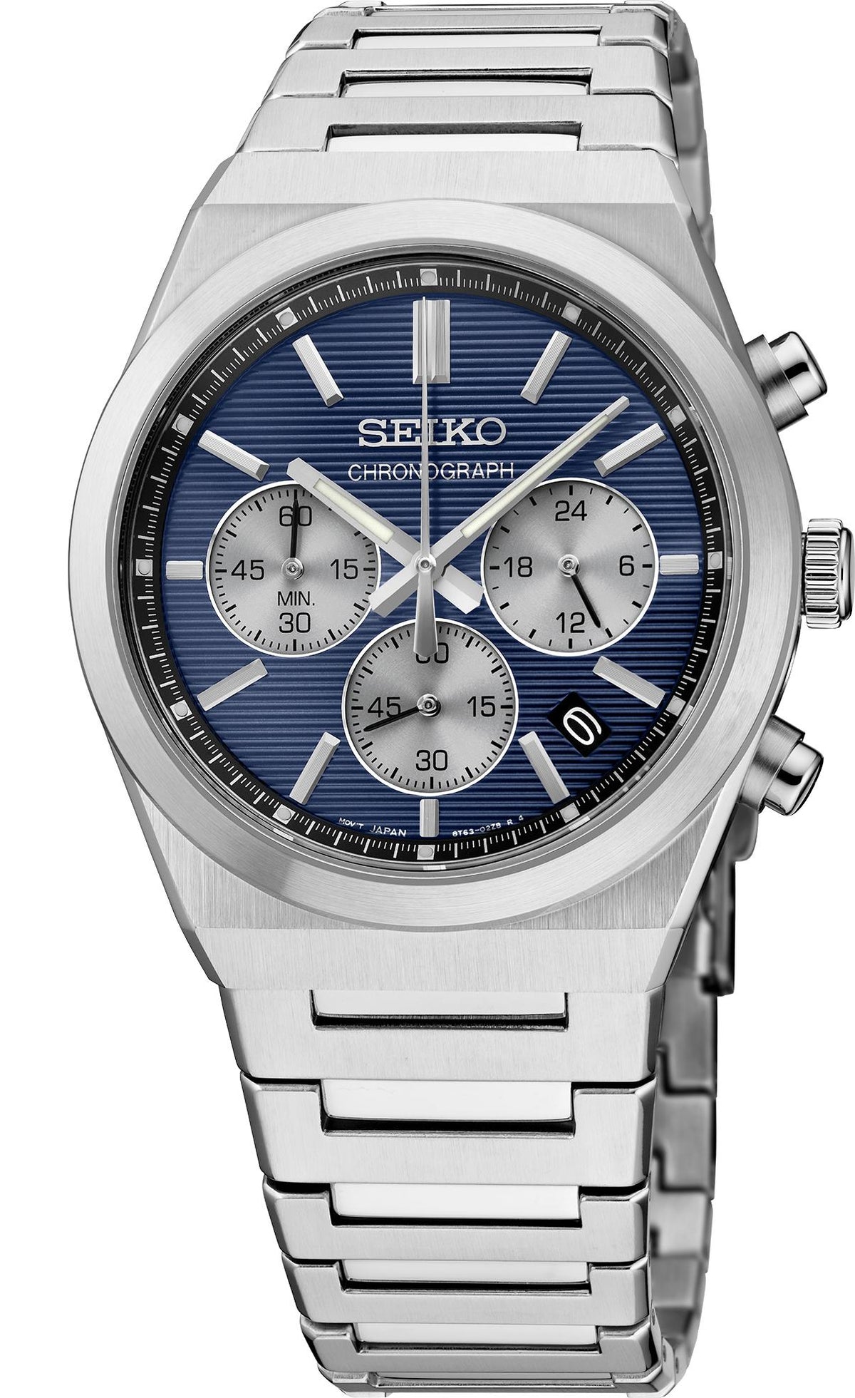 Seiko Watch Essentials SS Quartz Chronograph Blue Dial