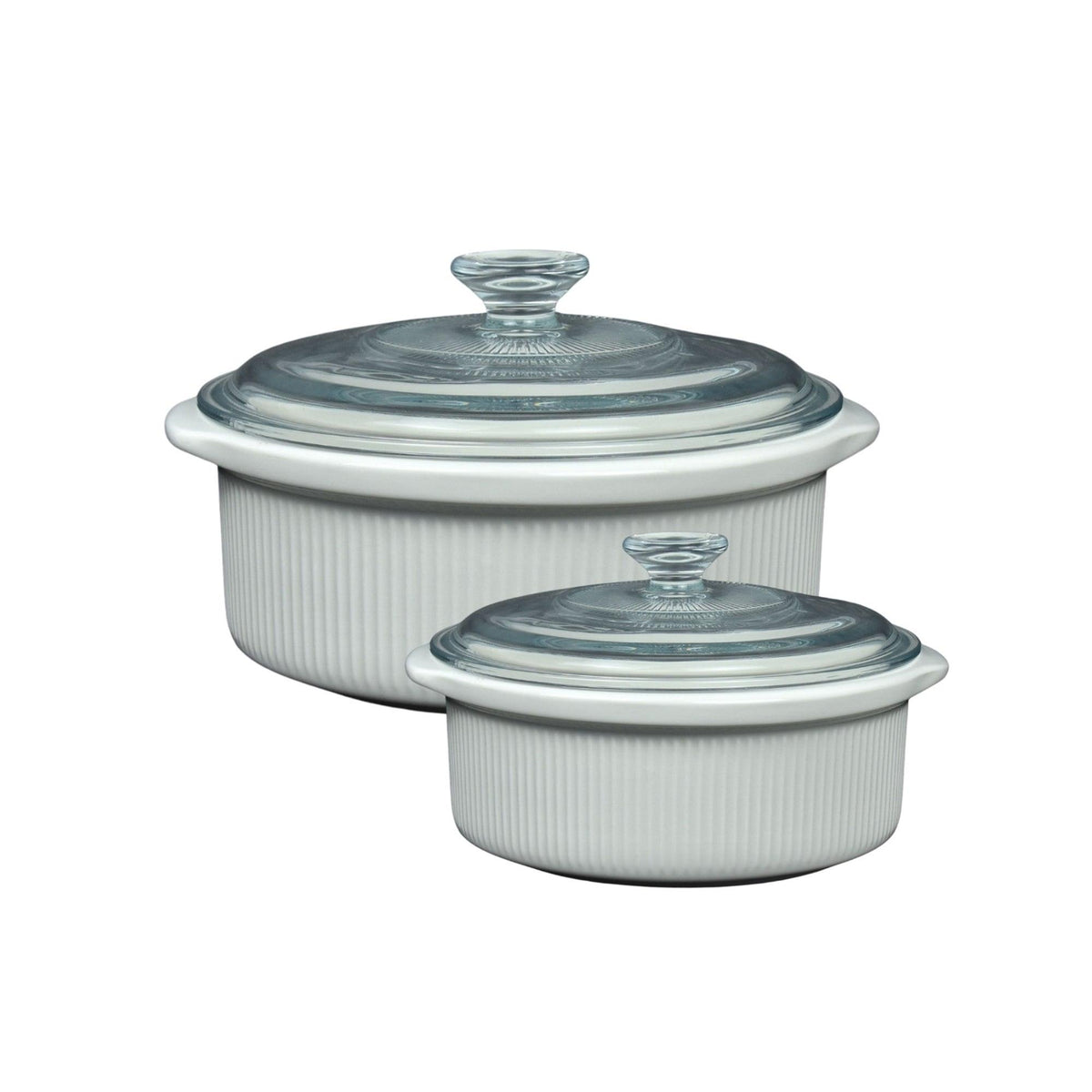 Gourmet Edge 4pc Ceramic Stoneware Casserole Baking Set White