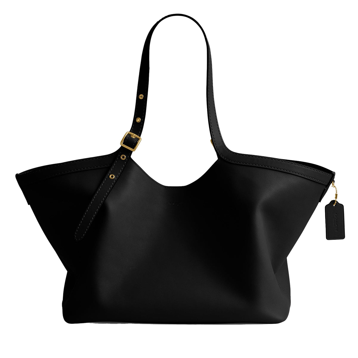 COACH Natural Grain Leather Gramercy Tote - Black/Brass