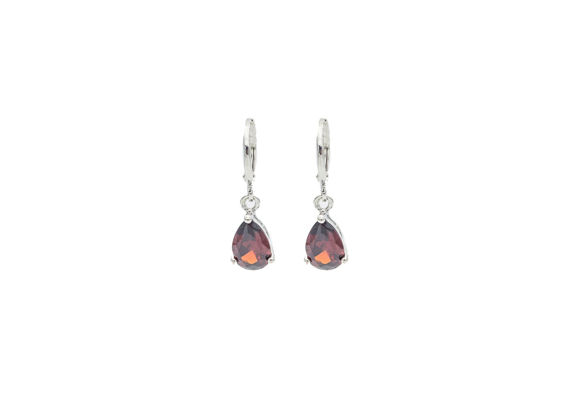 Completely Bella Red CZ Teardrop Hoop Earrings