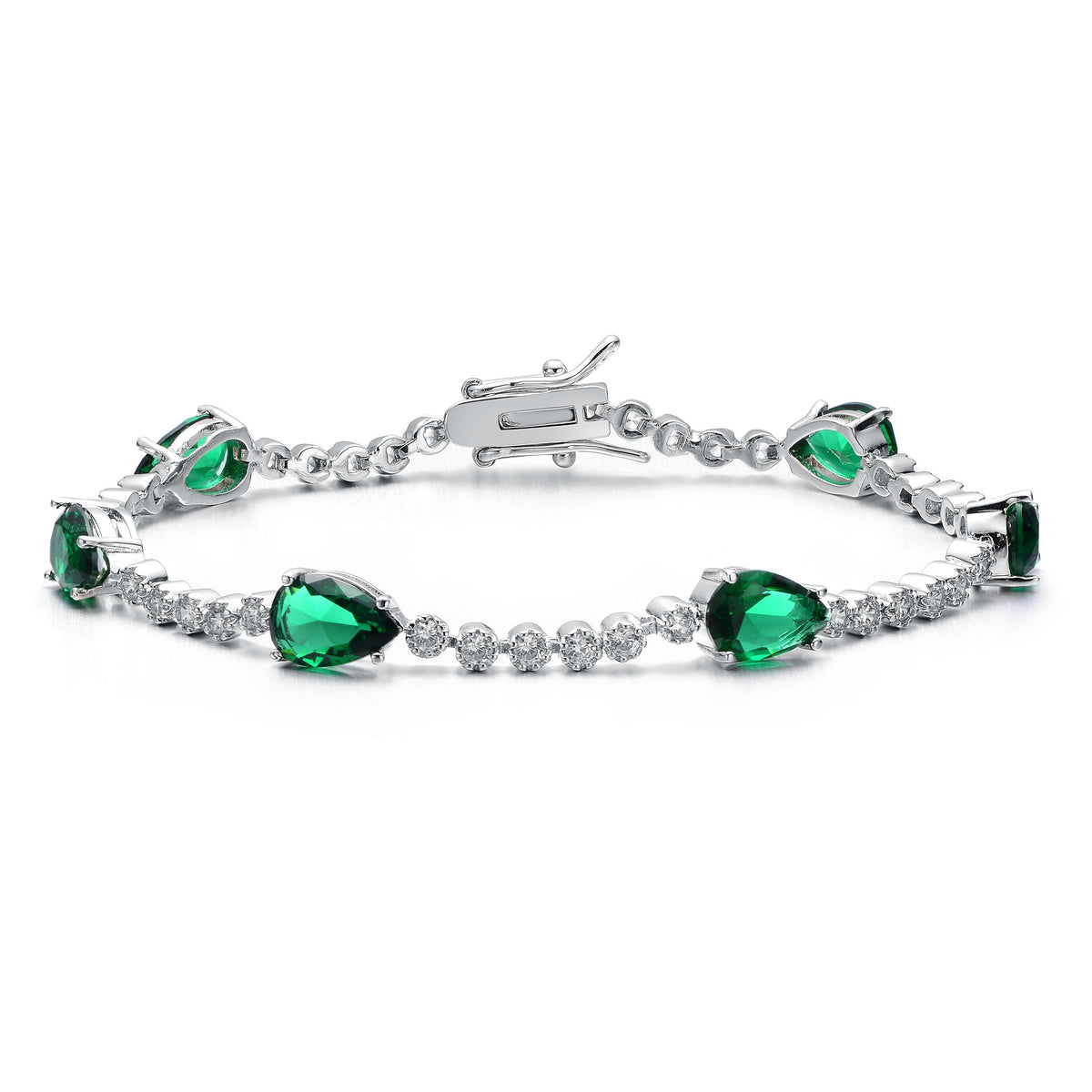 GENEVIVE CZ Green Tennis Bracelet Size 7"
