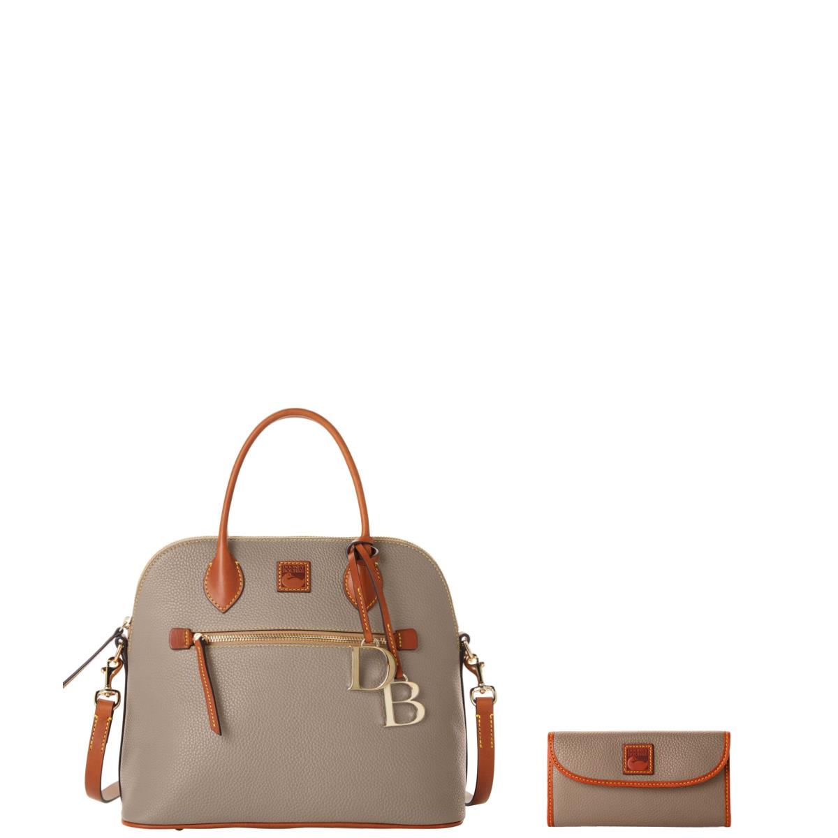 Dooney & Bourke Pebble Grain Large Domed Satchel and Continental Clutch Set