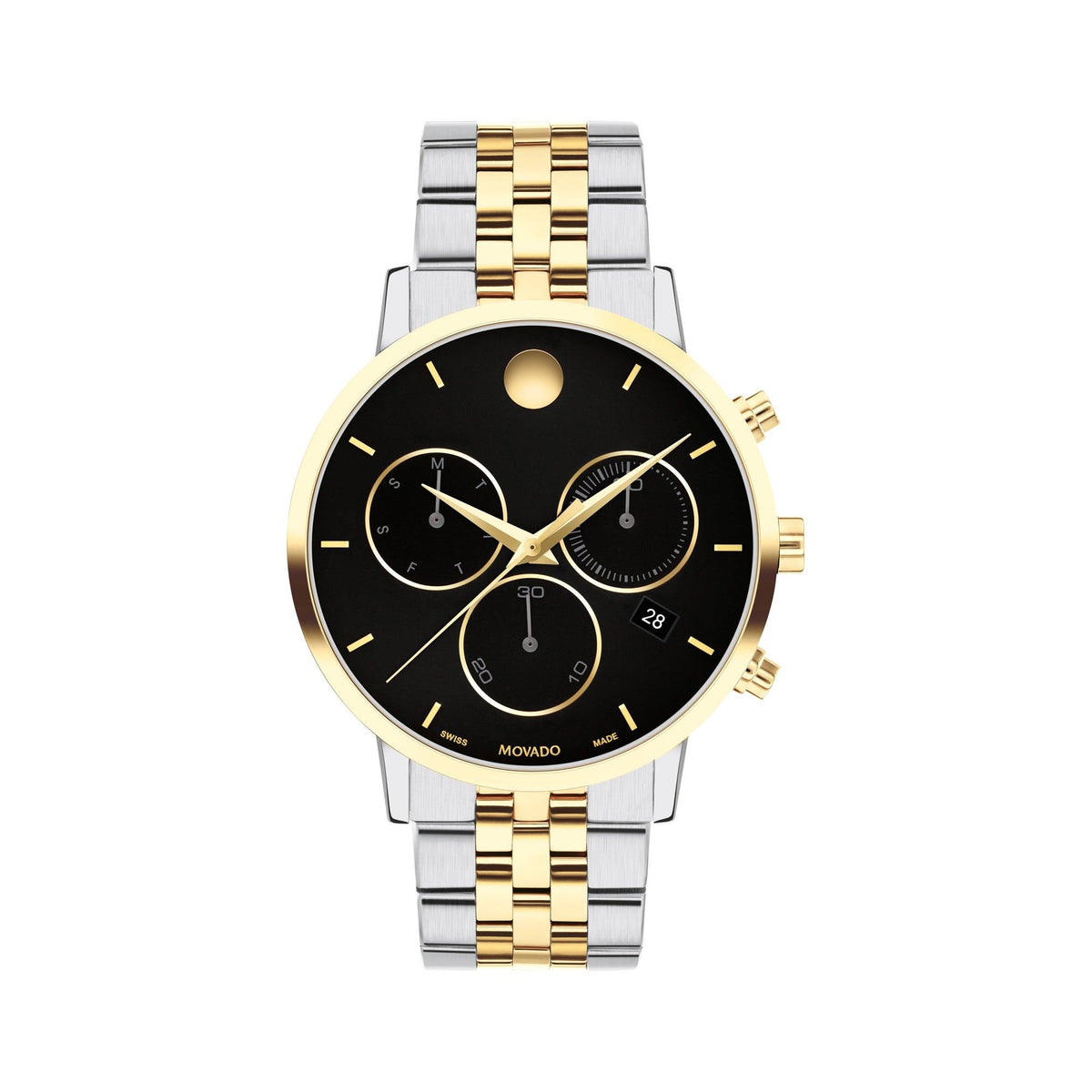 Movado Men's Museum Classic Chronograph Two-Tone Stainless Steel Watch Black Dial
