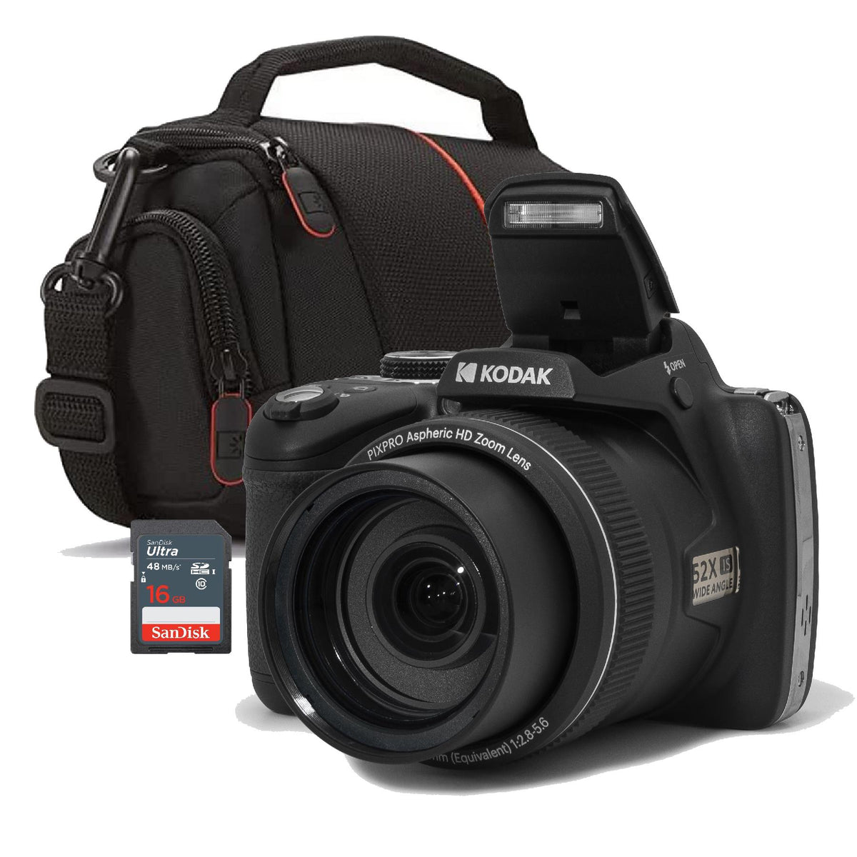 Kodak PIXPRO AZ528 52x zoom Bridge Digital Camera with carrying case & 16gb SD Card