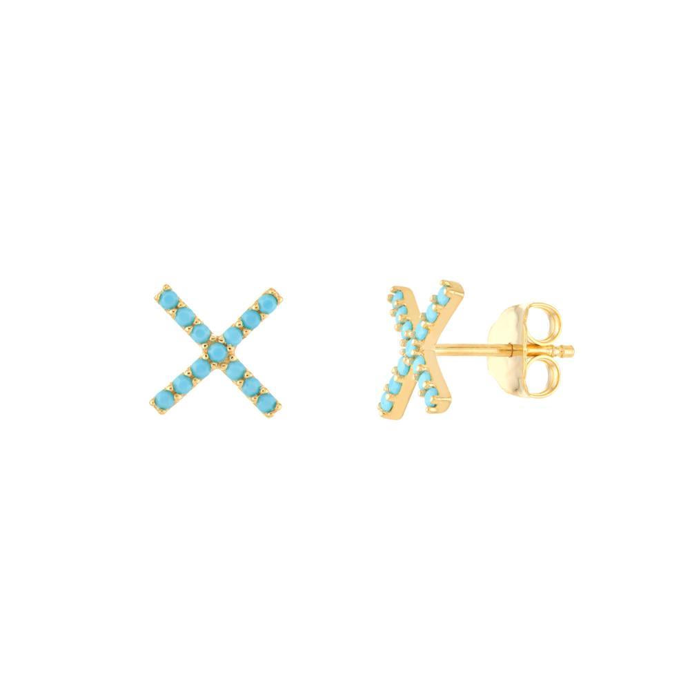 HAWLEY ST X Stud Earrings with Simulated Turquoise