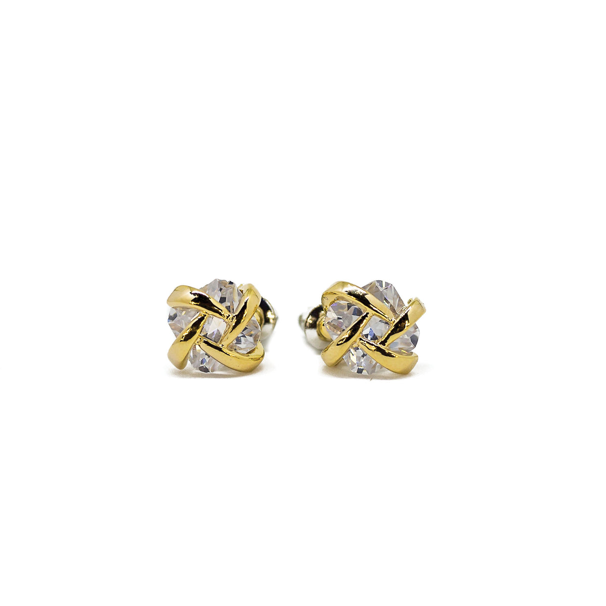 Completely Bella Gold Wrapped Cushion CZ Earrings