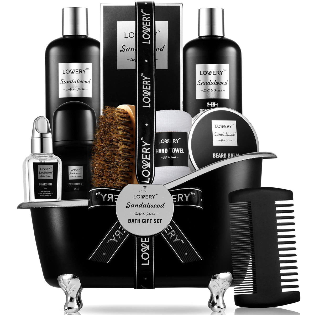 Lovery Beard Grooming Sandalwood Gift Basket Size 11 Pieces