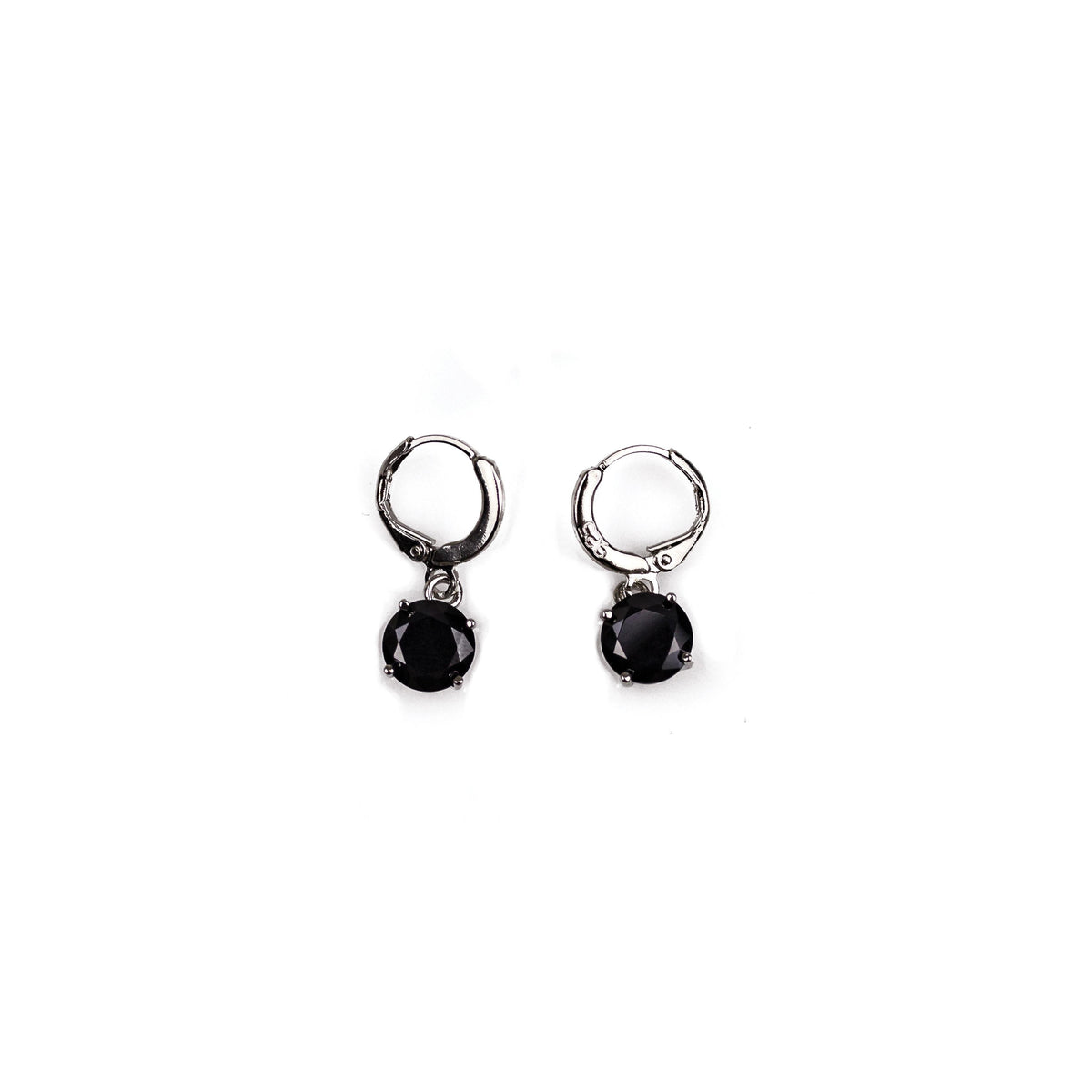 Completely Bella Round Cut Crystal Solitaire Earrings in Black Onyx