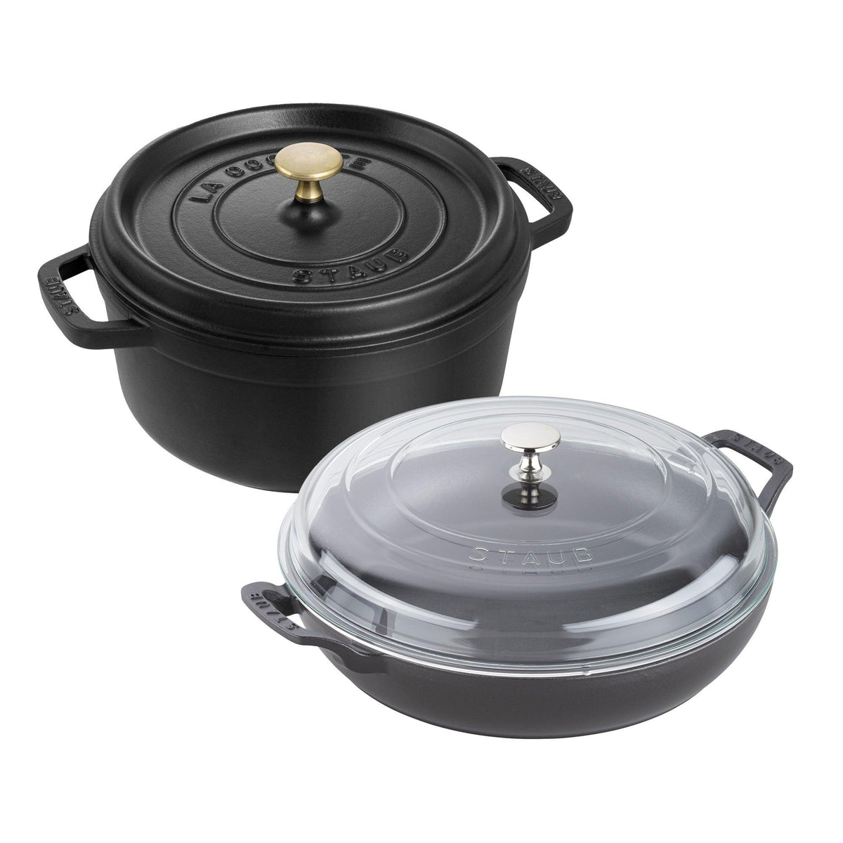 Staub 4pc Cast Iron Cookware Set Matte Black