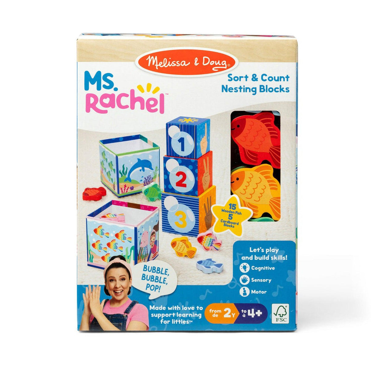 Melissa & Doug Ms. Rachel Sort & Count Nesting Blocks Ages 2+ Years