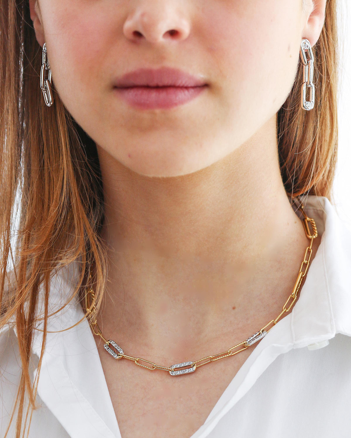 John Medeiros Diamante Three Station Pav Necklace - Gold - Adjustable 16"-18"