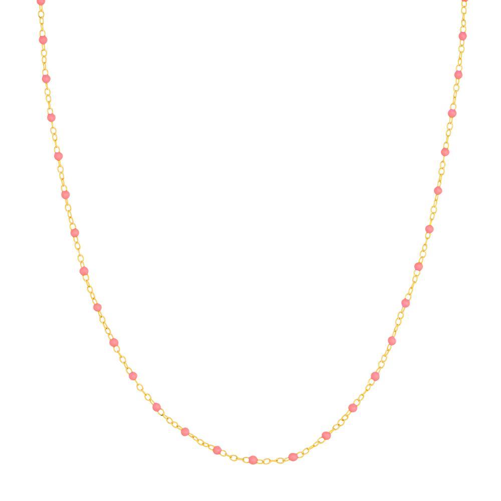 HAWLEY ST Baby Pink Enamel Bead Piatto Chain 18" Necklace