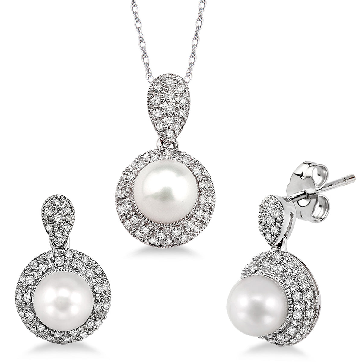 Jilco Inc Pearl Earring & Necklace Set