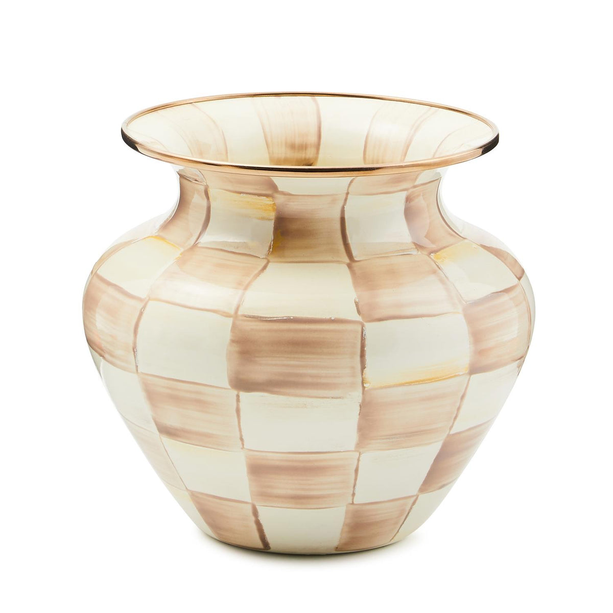 MacKenzie Childs Mocha Check Large Vase