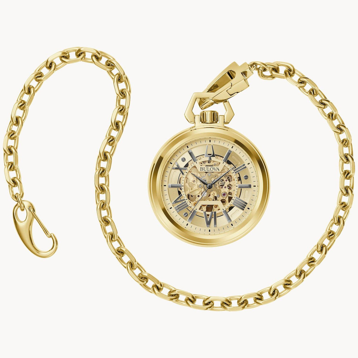 Bulova Sutton Gold-Tone Stainless Steel Automatic Pocket Watch Gold Dial