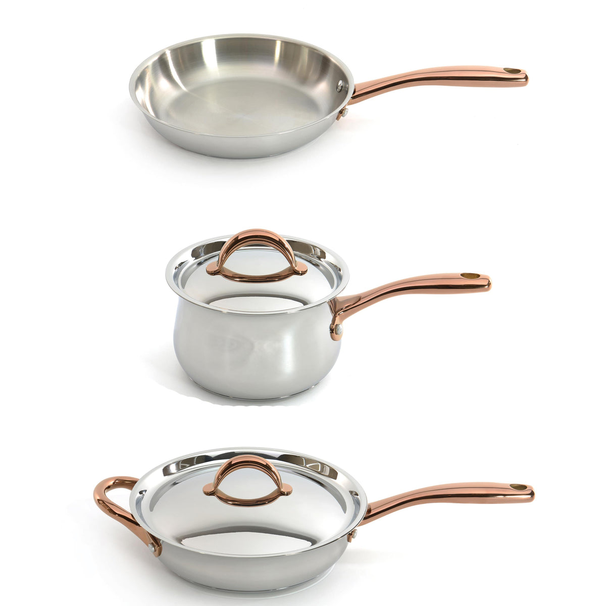 BergHOFF Ouro Gold 18/10 SS 4pc Starter Set/Metal Lids