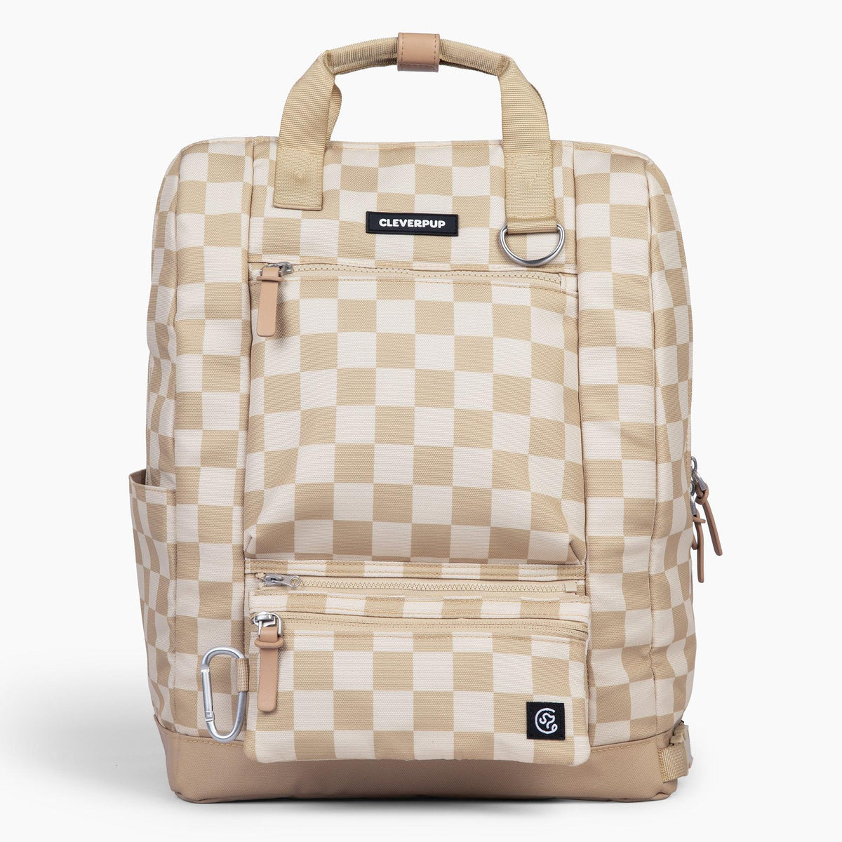 Cleverpup Porter Dog Gear Backpack Tan Checkerboard
