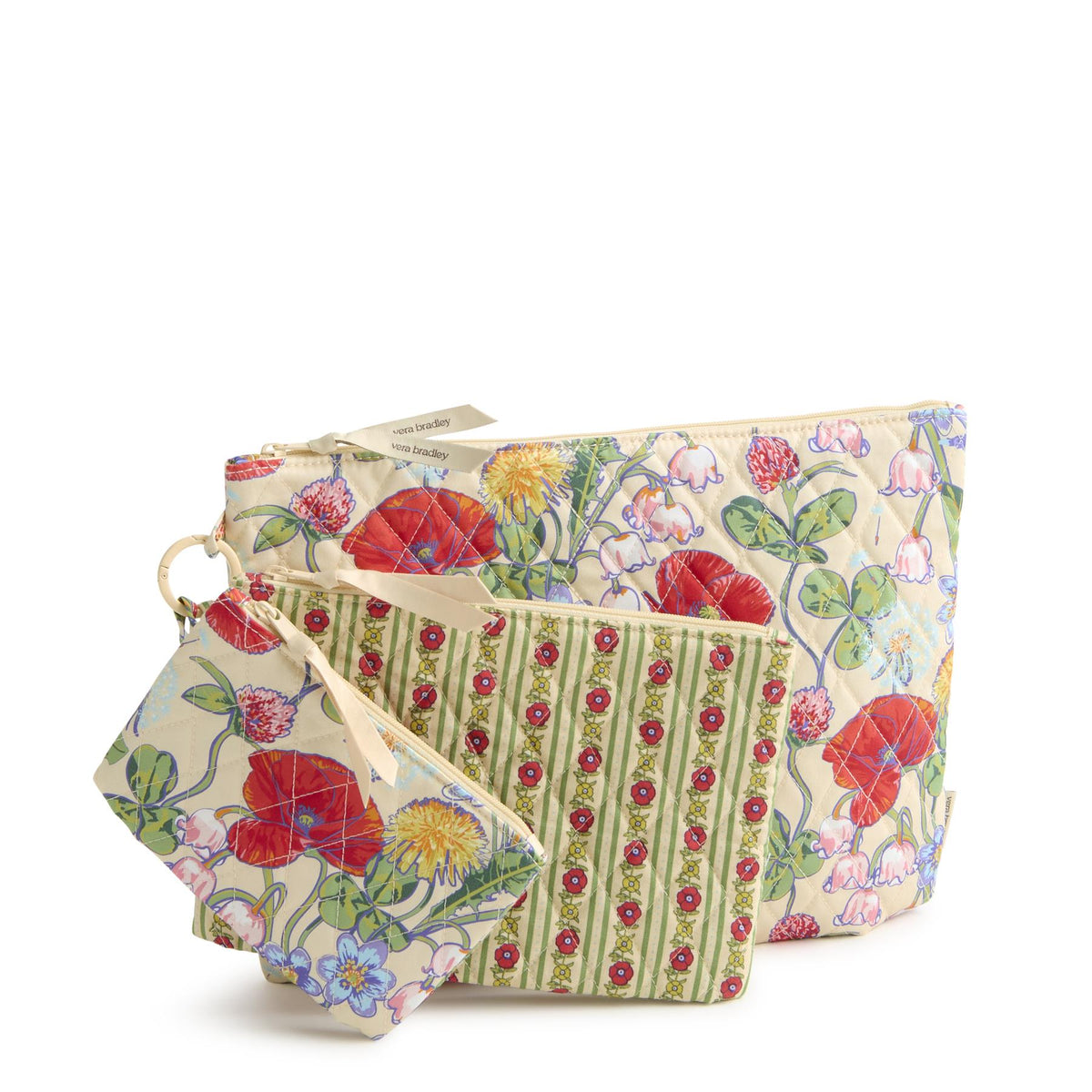 Vera Bradley 3 Pouch Organizer Set -All the Pretty Wildflowers-Premium Cotton