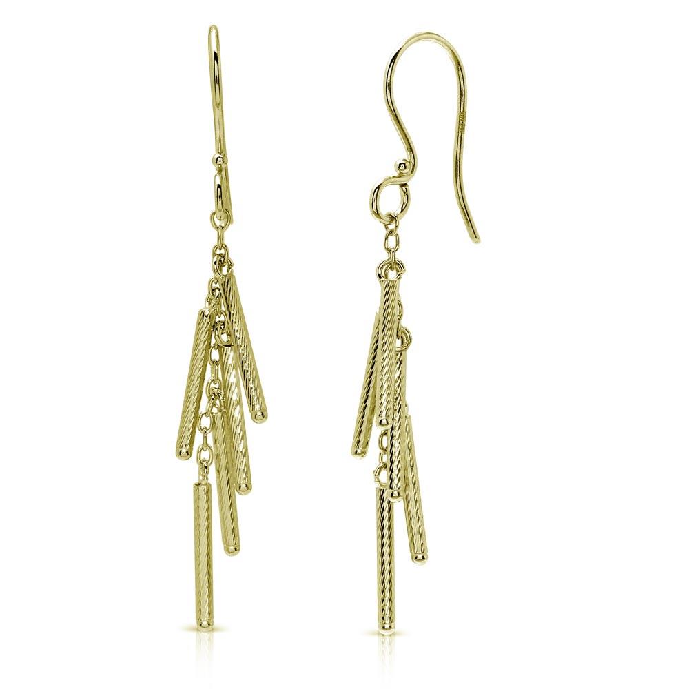 PARIKHS Gold Plated Dropped Matte Gold Plated Bar Earring in 925 Sterling Silver
