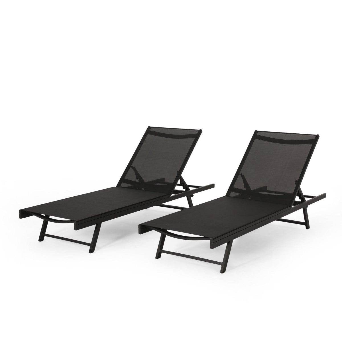 Stark Home Outdoor Aluminum & Mesh Chaise Lounge, Set Of 2