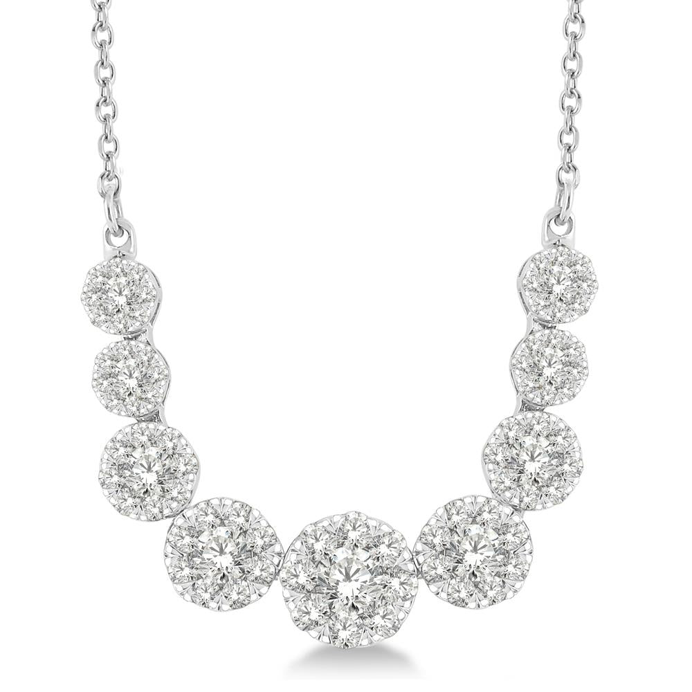 Jilco Diamond Cluster & 14k White Gold Necklace 1.00twt