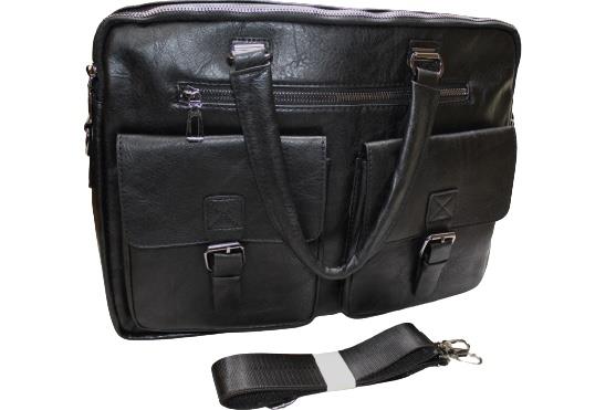 Bella Home Black Leather Commuter Briefcase
