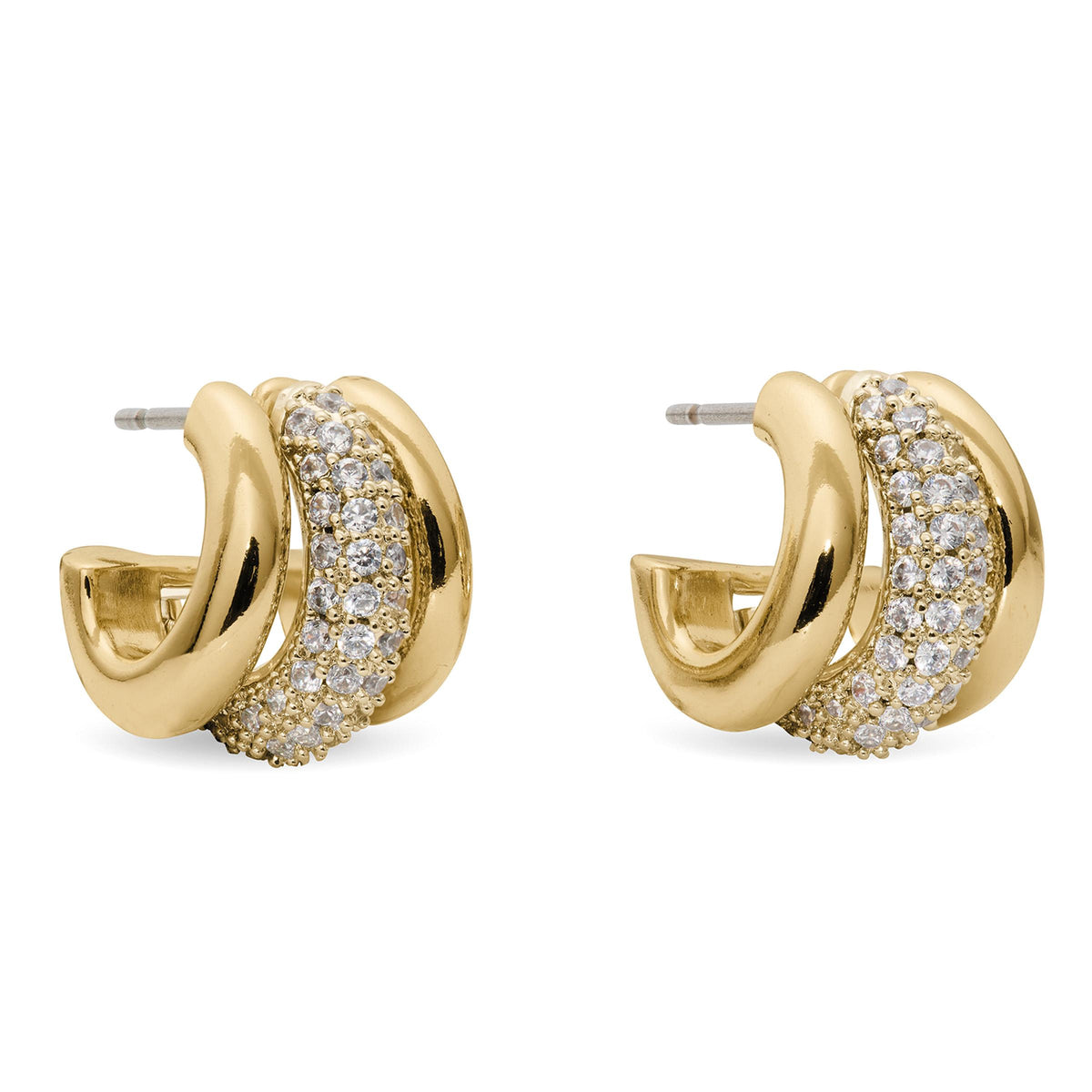 kate spade new york TIny Twinkles Pave Trio Huggies - Clear/Gold
