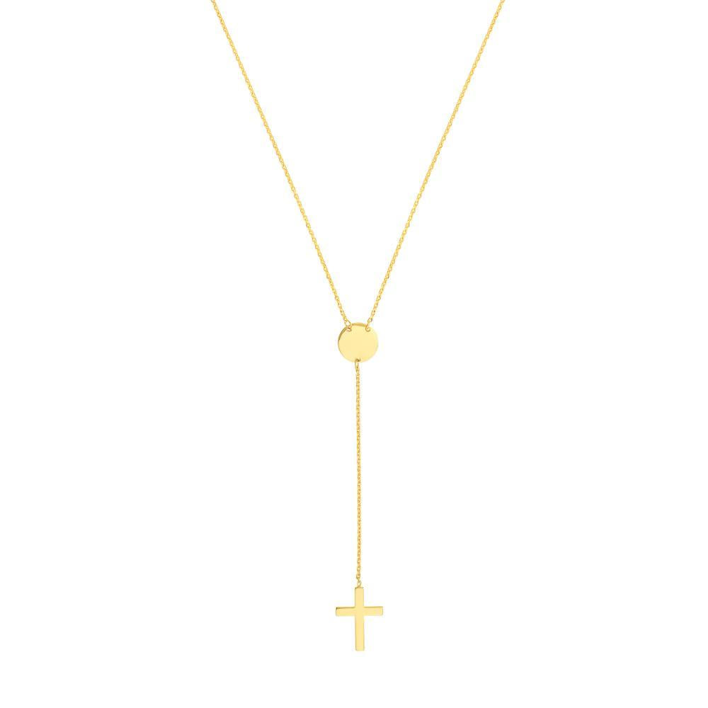HAWLEY ST Cross Lariat 18" Necklace with Disc