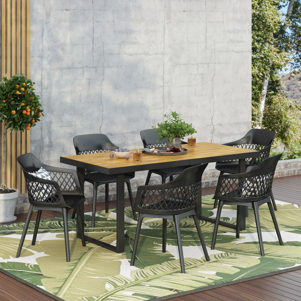Stark Home Roma Outdoor Wood & Resin 7Pc Dining Set