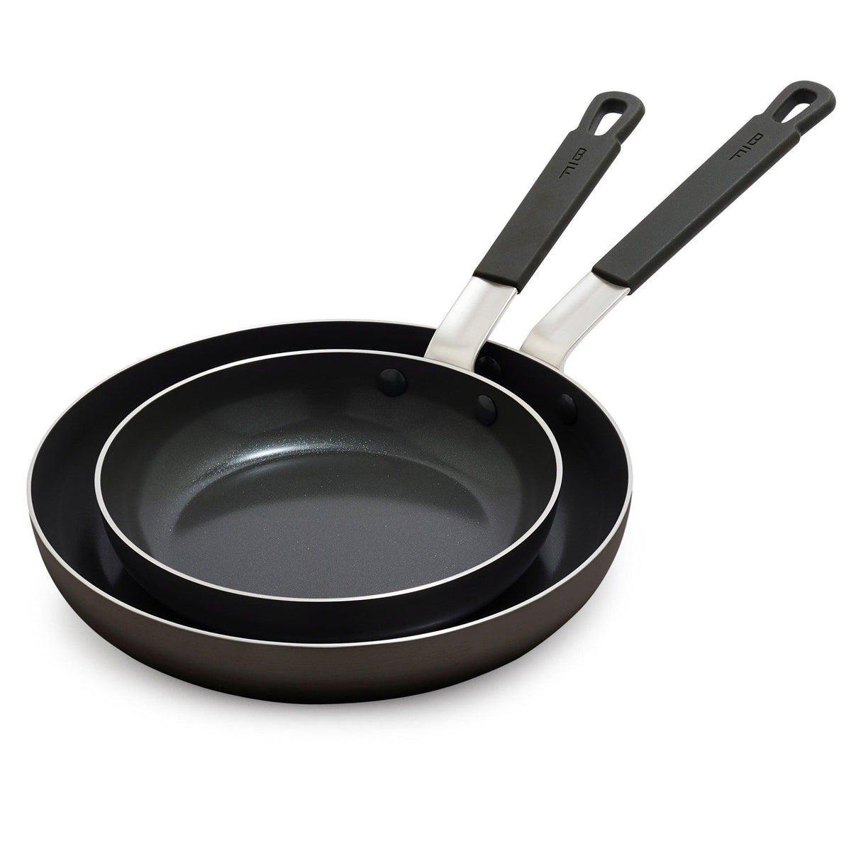 Bobby Flay Professional Ceramic Nonstick Aluminum 2pc Frypan Set Black