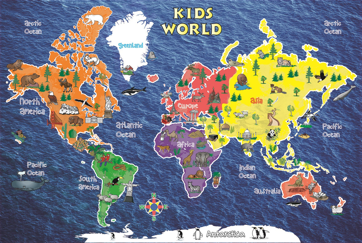Replogle Kids World Peel & Stick Wall Map - Large 42" x 30"