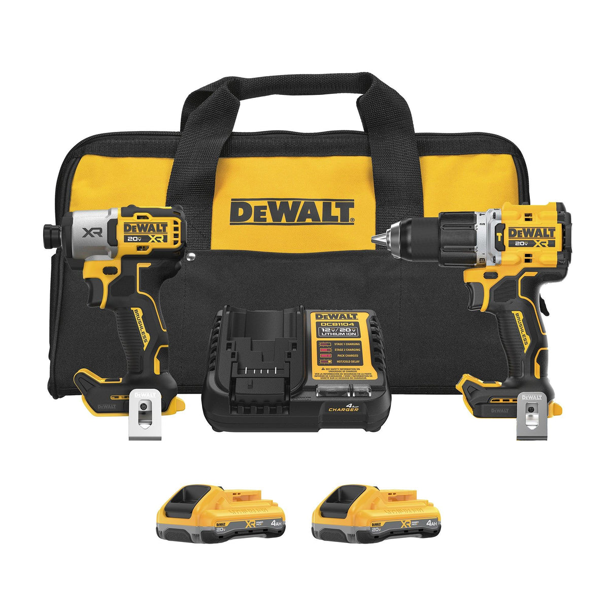DeWalt 20V MAX XR 2-Speed Hammer Drill & Impact Combo Kit w/ 2 XR POWERPACK Batteries