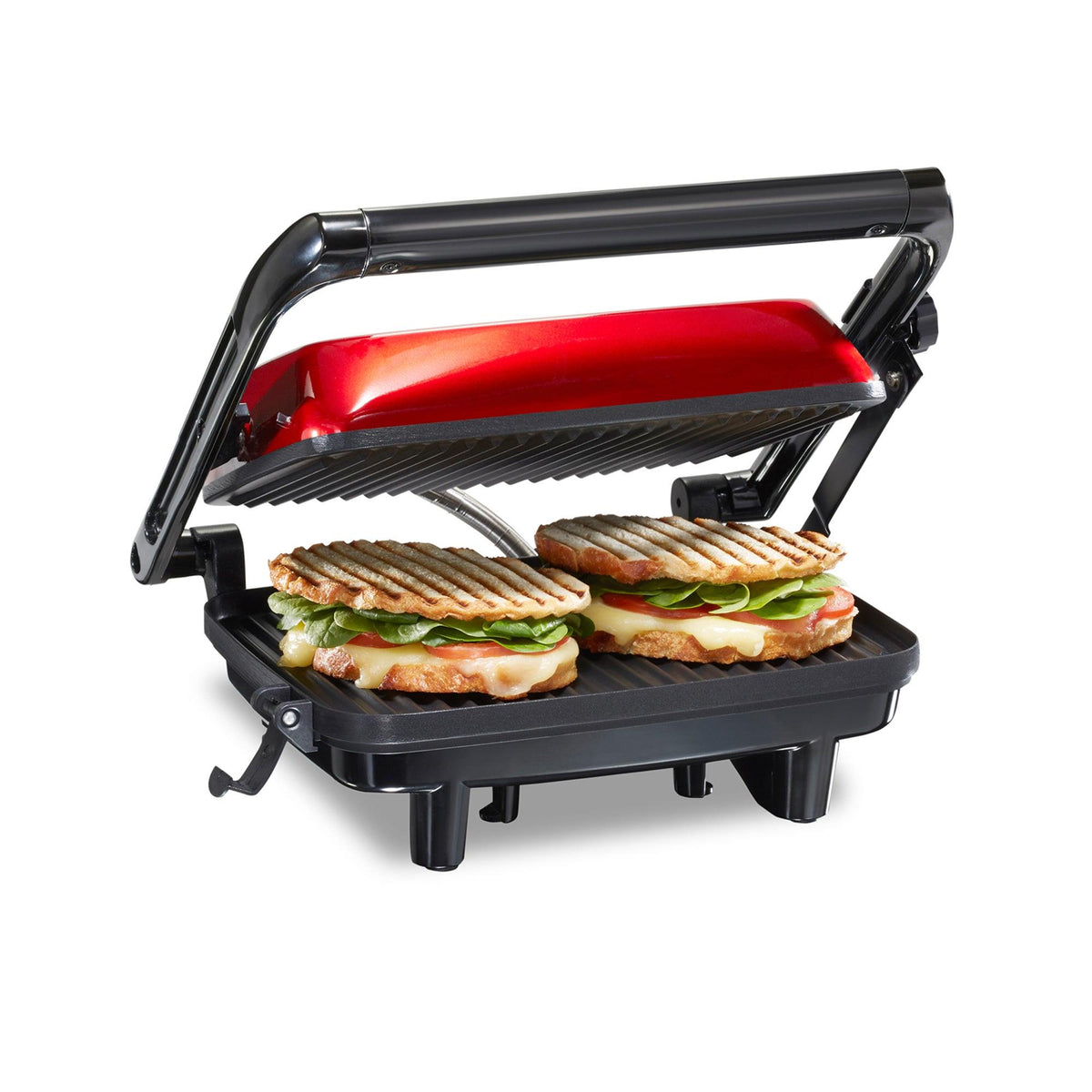 Hamilton Beach Panini Press Gourmet Sandwich Maker w/ Locking Lid Red