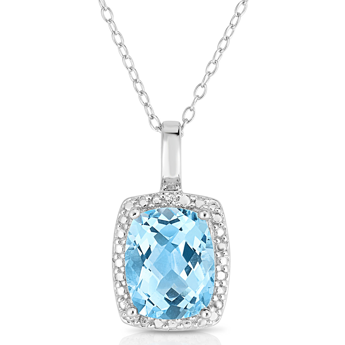 Jilco Inc Diamond & Blue Topaz Necklace