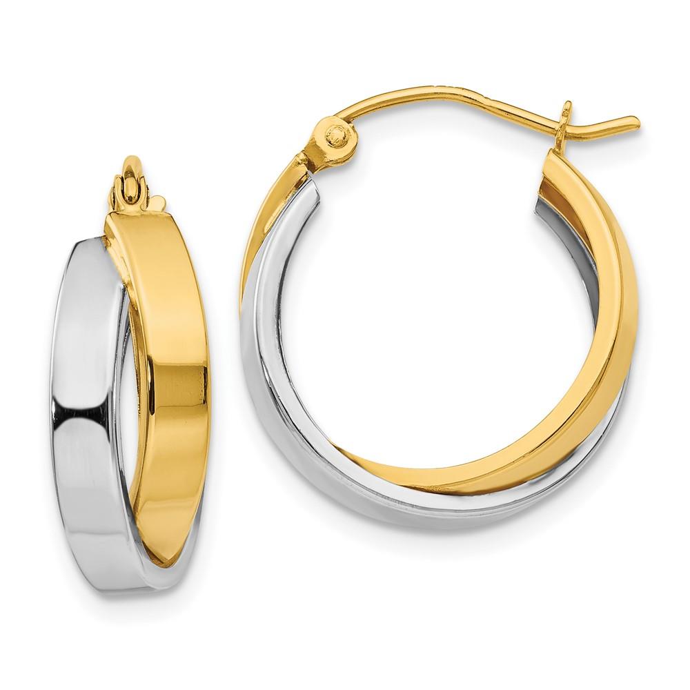 Distinctive 14k Two-tone Polished Double Hoop Earrings