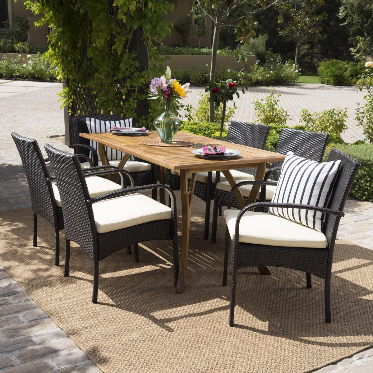 Stark Home Caraga Wicker And Wood 7Pc Dining Set