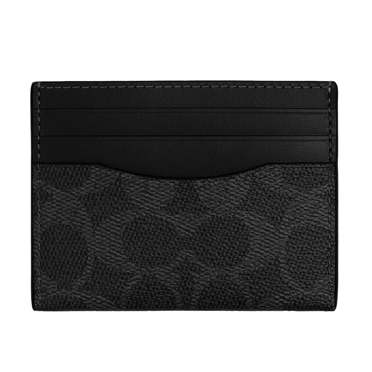 COACH Mens Canvas Signature Flat Card Case - Black