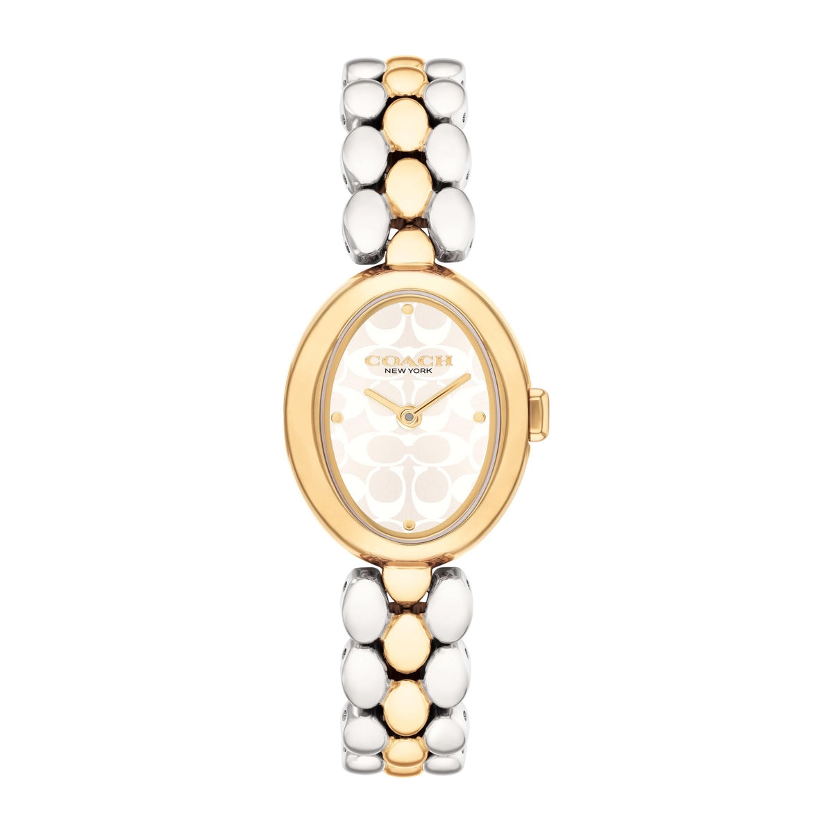 Coach Ladies' Sammy Oval Two-Tone Stainless Steel Watch Silver White "C" Dial