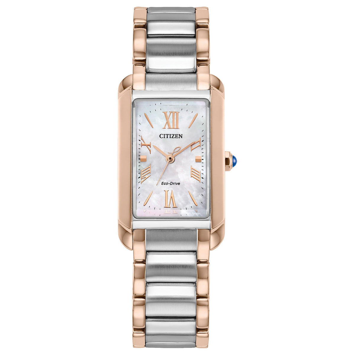 Ladies Citizen L Bianca Eco-Drive Two-Tone SS Rectangle Watch MOP Dial