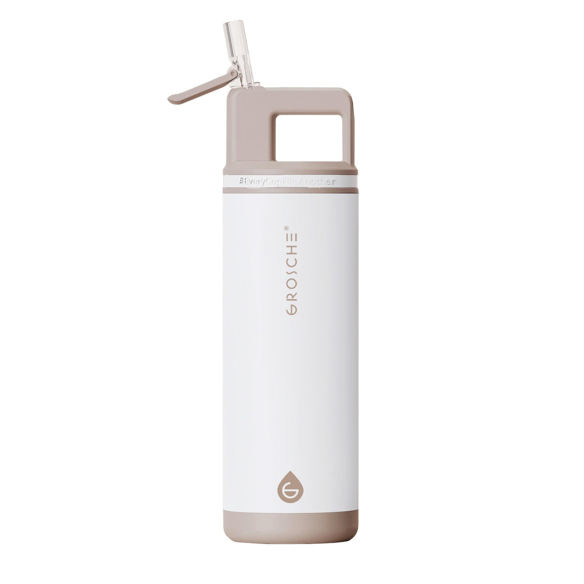 Grosche Alpine Flip N' Sip 20 oz. Insulated Water Bottle, Cream White