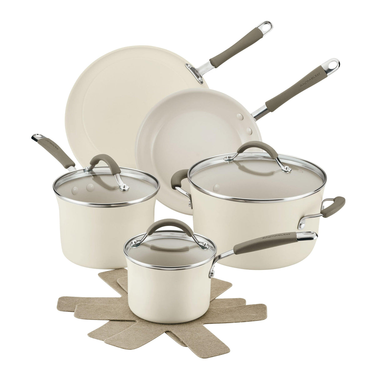 Rachael Ray 10pc Cucina Ceramic Cookware Set Almond