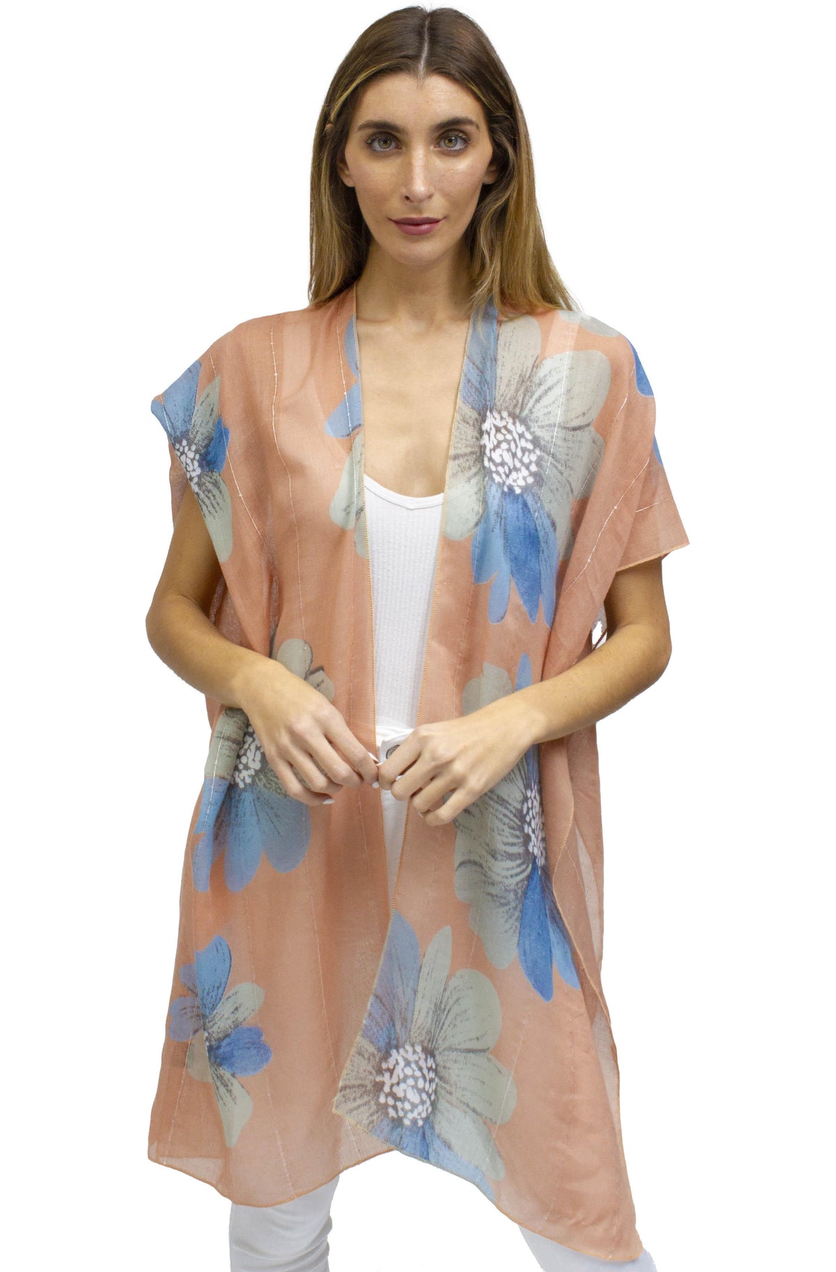 Jessica McClintock Floral Kimono with Sequins