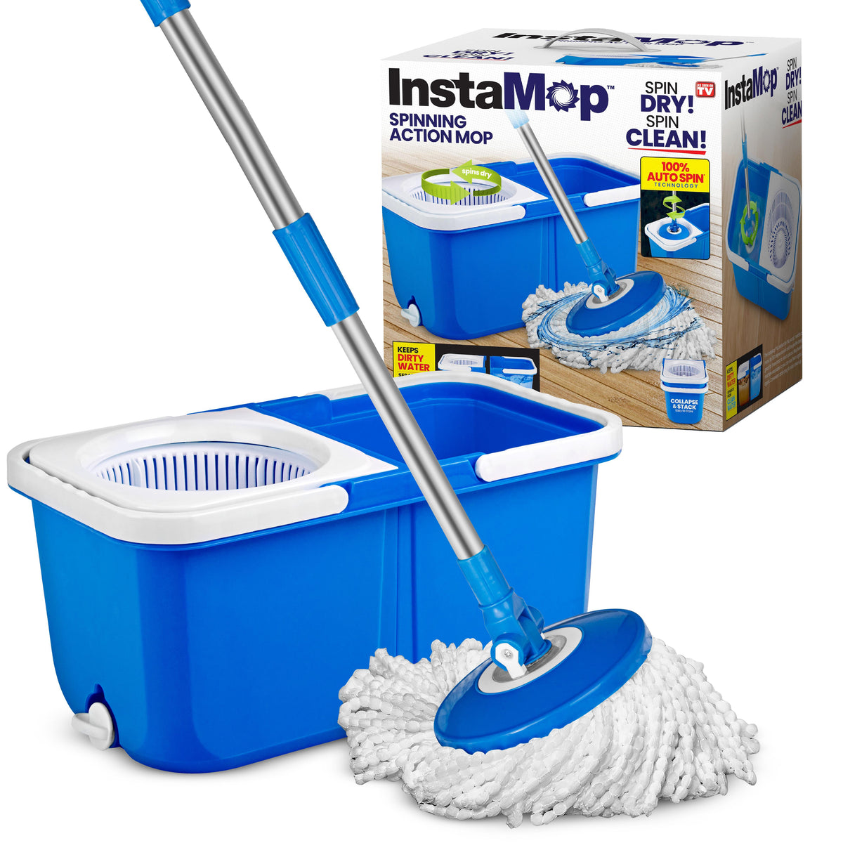 InstaMop Spinning Action Mop with Mop Base/Basket