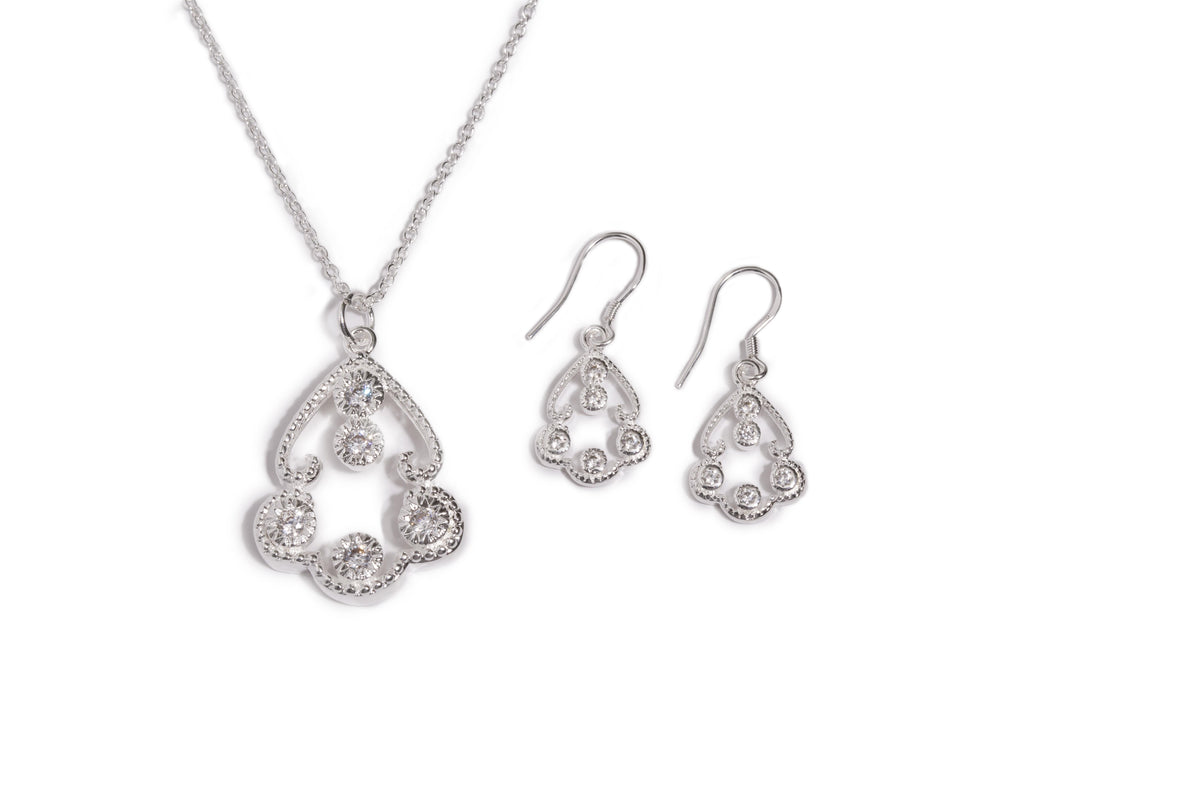 DKD Fancy Filigree Necklace and Earring Set