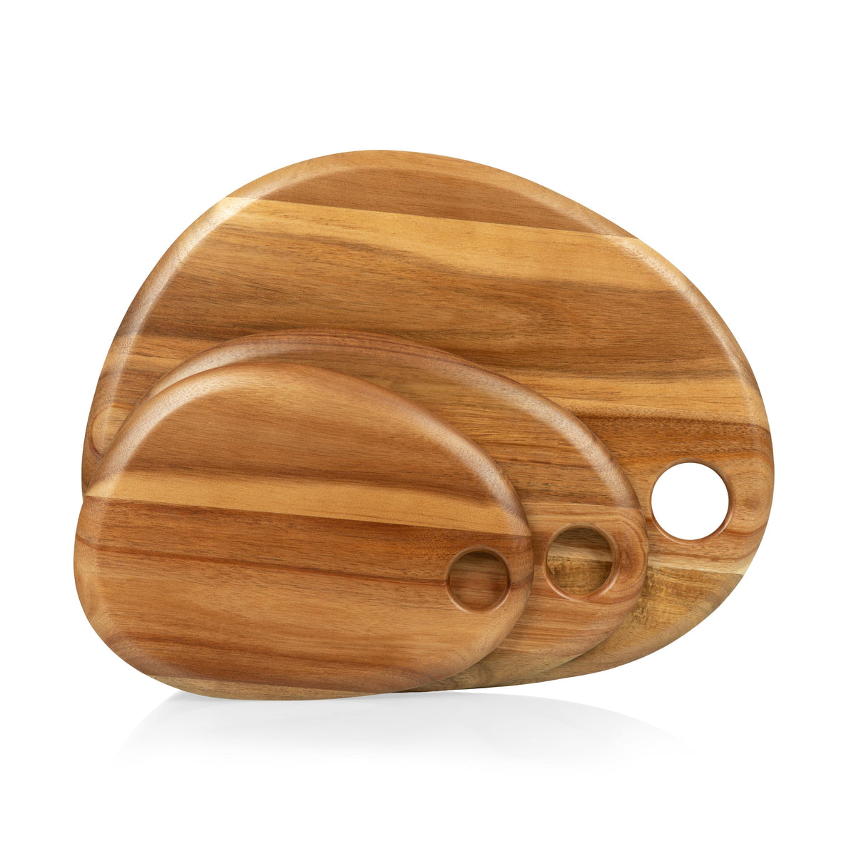 Picnic Time Set of 3 Pebble Shaped Acacia Serving Boards - Acacia Wood
