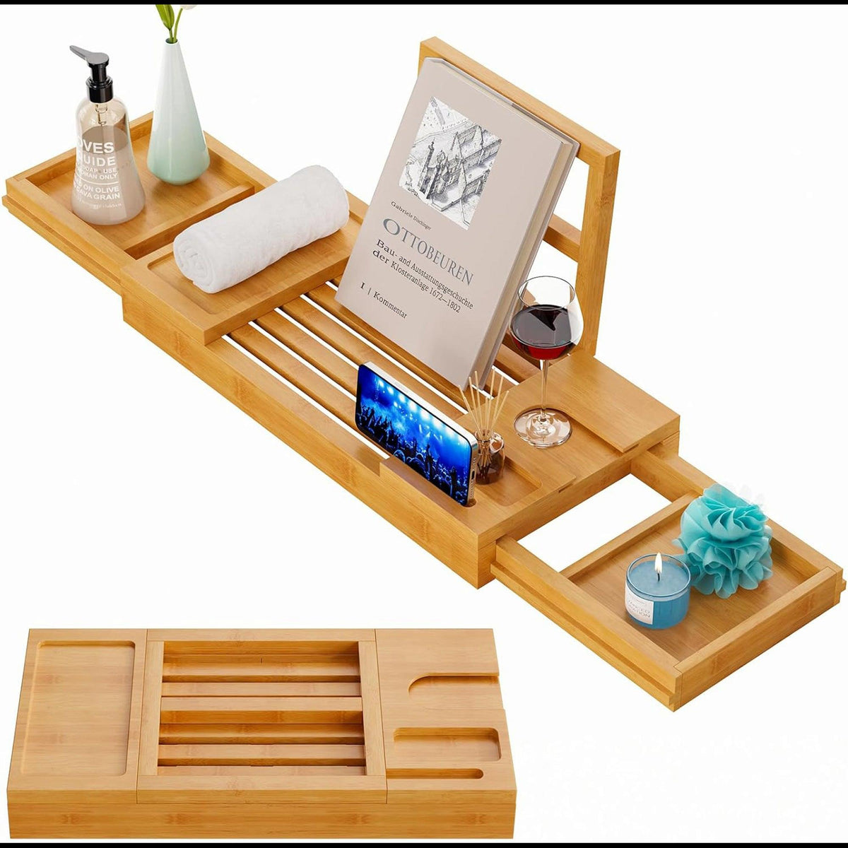 Gourmet Edge Expandable Bamboo Bathtub Tray